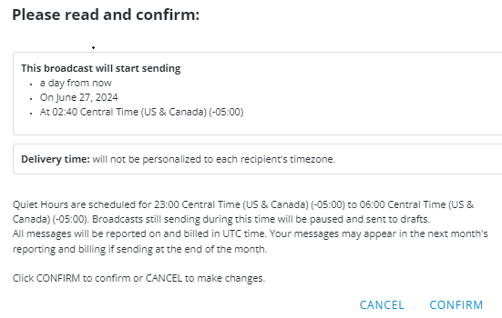 confirmation message 